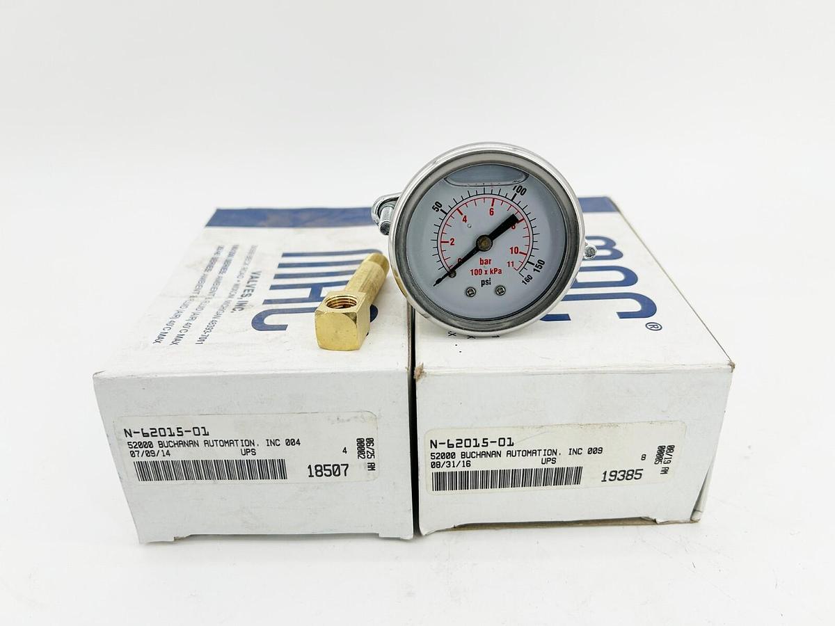 New Lot of 2 MAC Valves N-62015-01 Pneumatic Pressure Gauge 160PSI 10MM NPT