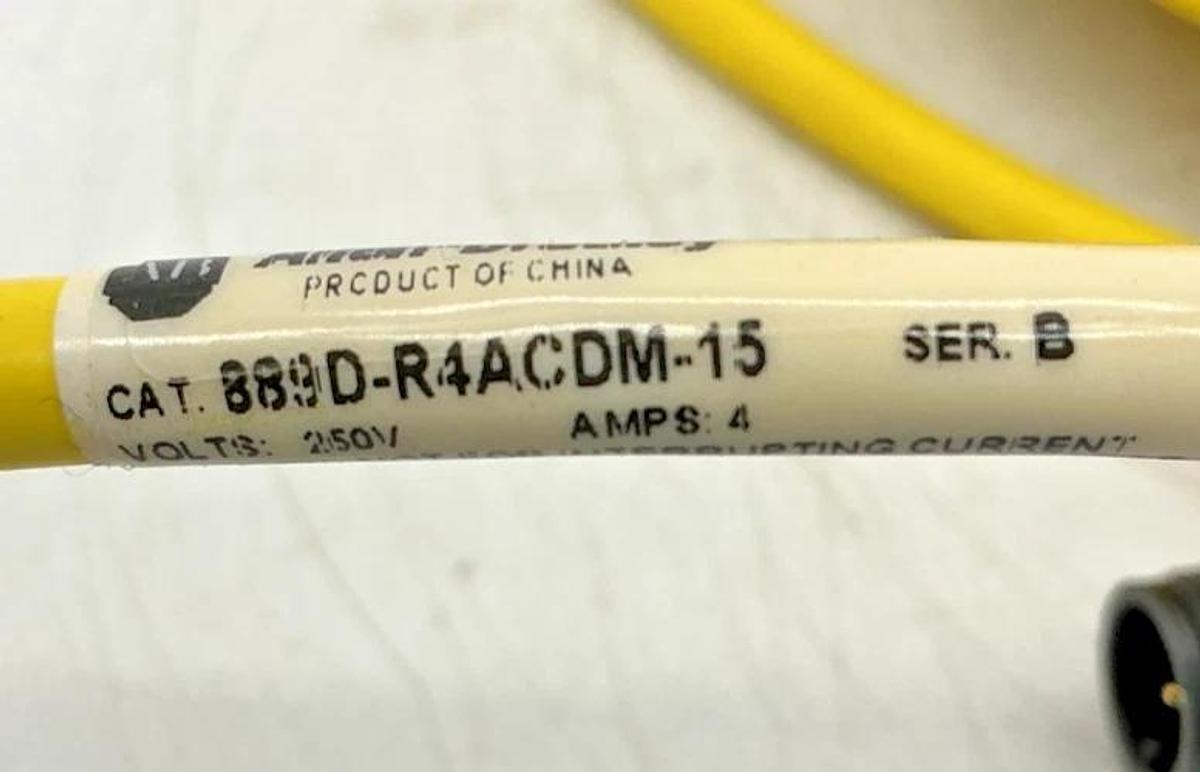 New Allen Bradley 889D-R4ACDM-15 Ser B QD Cordset 4-Pin Right Angle