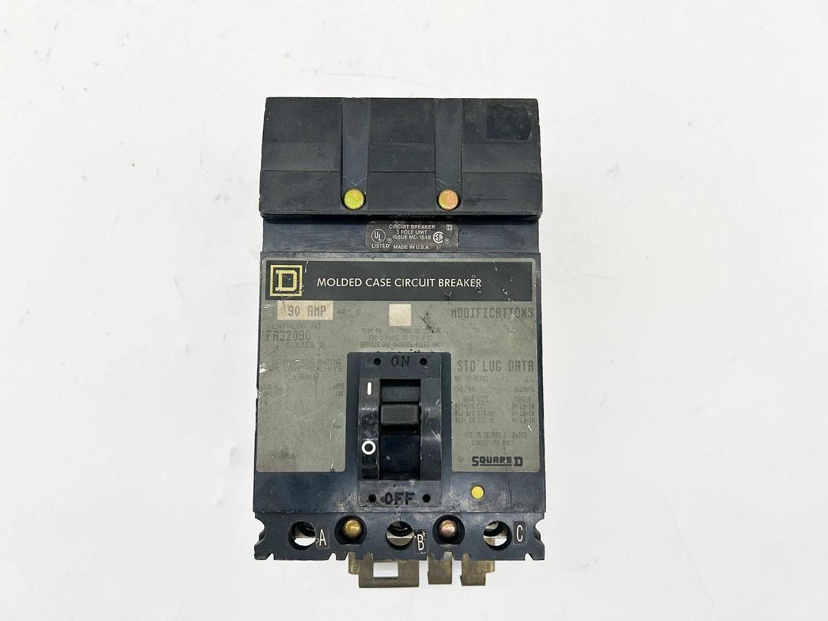 Used Square D FA32090 Circuit Breaker 90A 250V 3Pole
