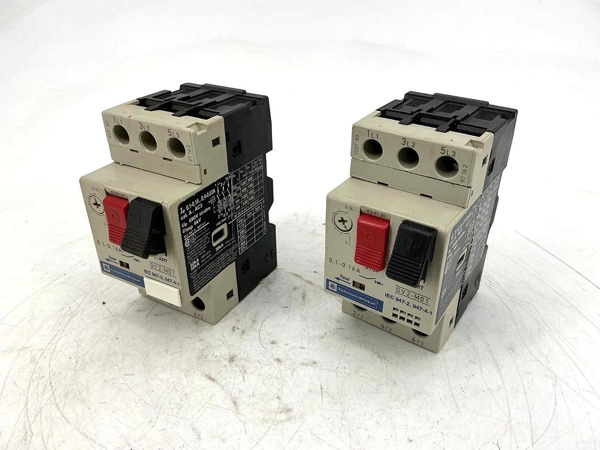 Used Lot of 2 Telemechanique GV2-M01 Motor Circuit Breaker 0.1-0.16A 690V 50/60HZ