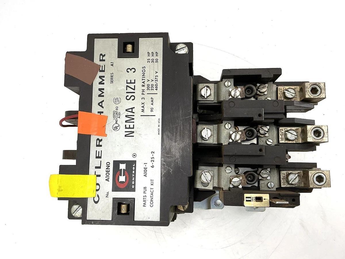 Used Cutler-Hammer A10EN0AB Ser A1 Motor Starter 3PH 3P 90A 110/120VAC 50/60HZ A10EN0