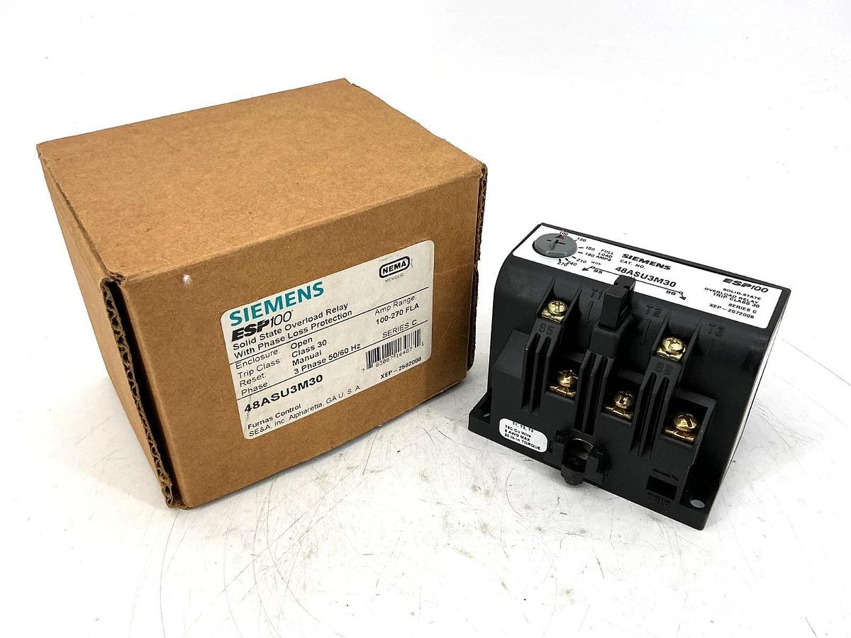 New Siemens 48ASU3M30 Ser C Overload Relay Solid State 3PH 50/60HZ 100-270FLA
