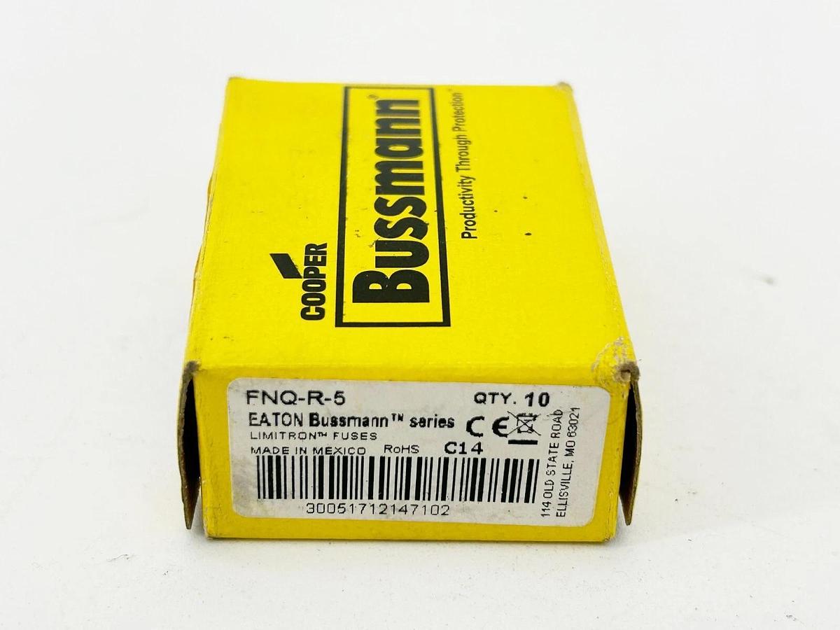 New Bussmann FNQ-R-5 Time Delay Fuse 5A 500VAC Box of 10
