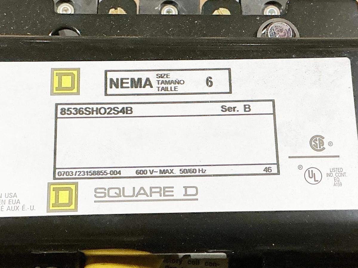 New Square D 8536SHO2S4V02B Starter NEMA Size 6 110/120V 50/60Hz Coil Ser. B