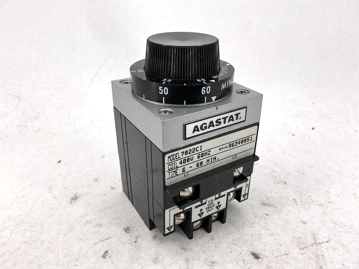 Used AGASTAT 7022CI Timing Relay Coil 480V 60HZ 6-60Min 15A 120/240VAC