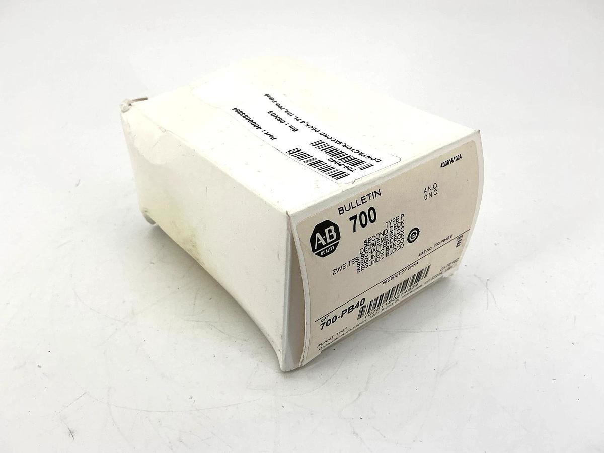 New Allen Bradley 700-PB40 Ser E Relay Second Deck Type P 4-Pole 4NO 10A 700PB40