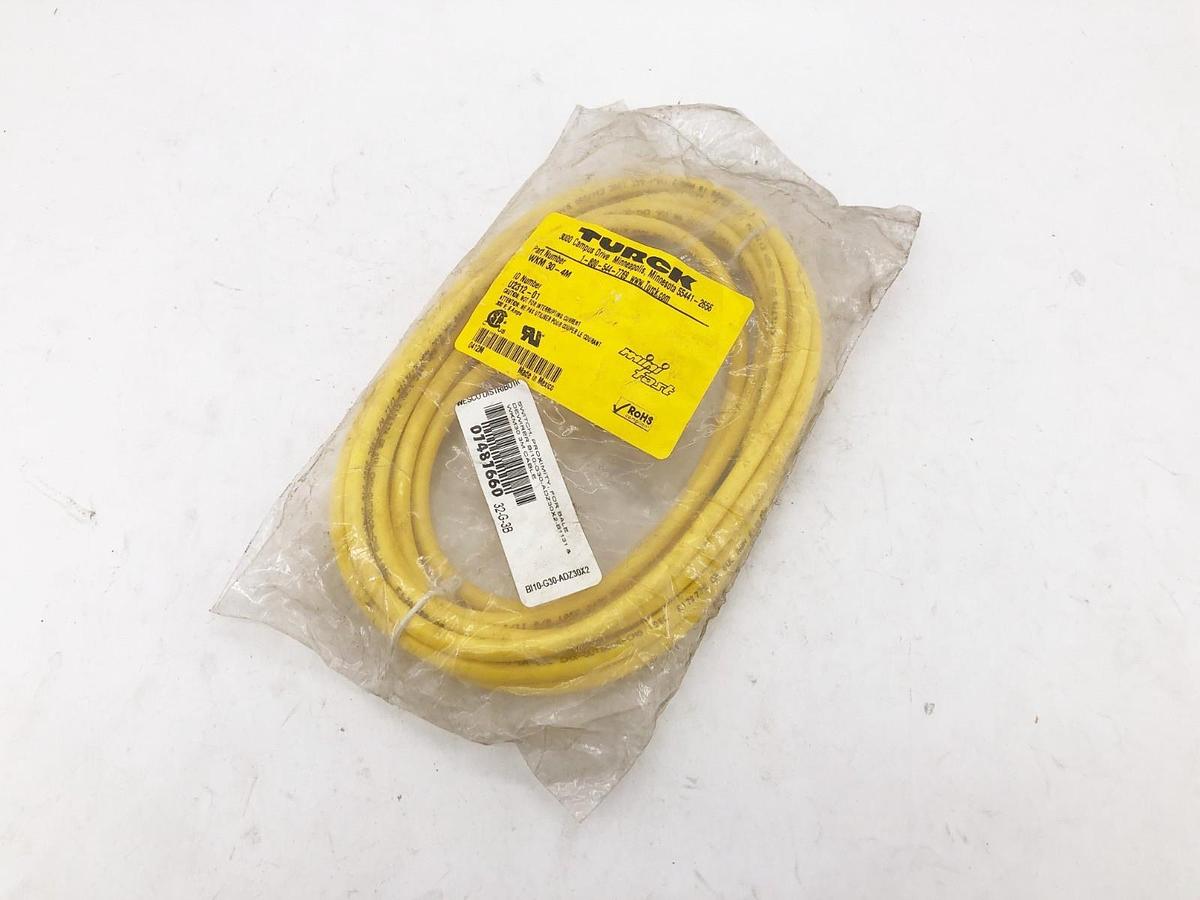 New Turck WKM 30-4M Single-Ended Mating Cable Right Angle Female U2312-01