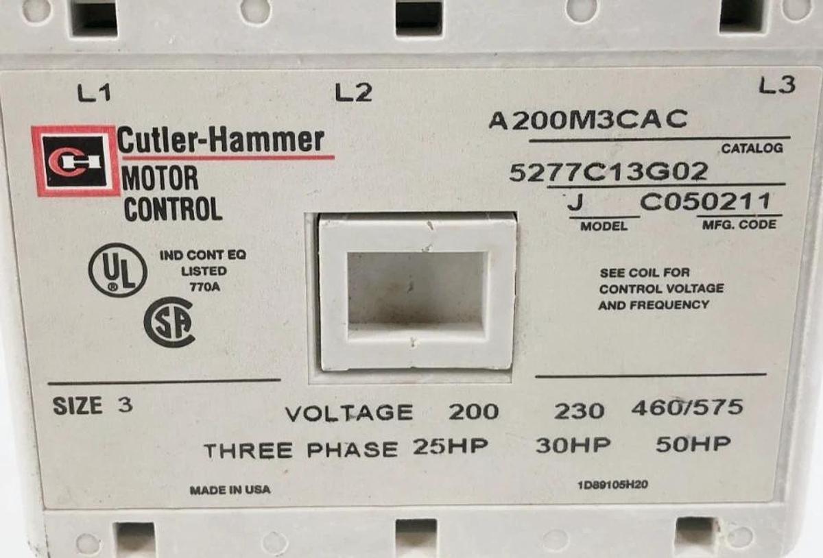 New Eaton A200M3CAC Non-Rev Starter 120V Coil 5277C13G02 3P NEMA 3 Model J
