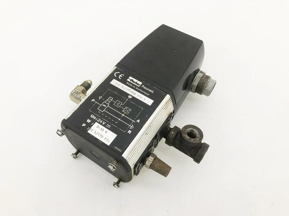 Used Parker P3P-RJ92C100D E34 A Pneumatic Pressure Regulator 0-10 V 12 b/170 PSI