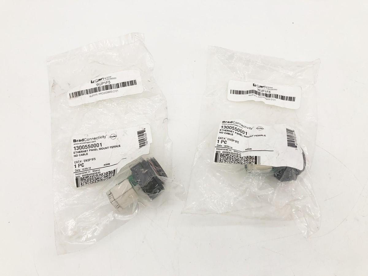 Lot of 2 New Brad Connectivity 1300550001 Ethernet Panel Mounts Female ENSP1F5