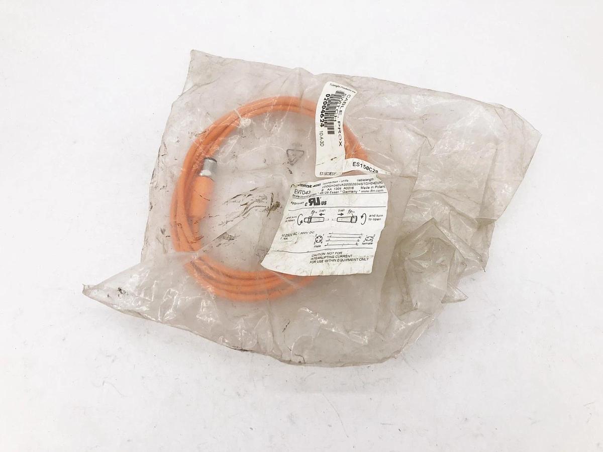 New IFM Efector EVT043 Connector Cable M12 M 4P To M12 F 5P