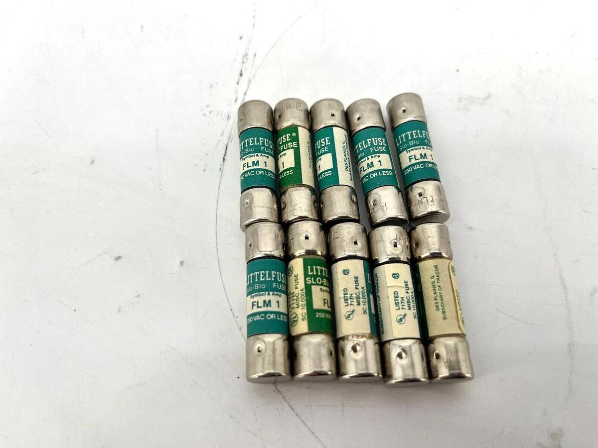 Lot of 10 New Littelfuse FLM1 Fuses 1A 250V