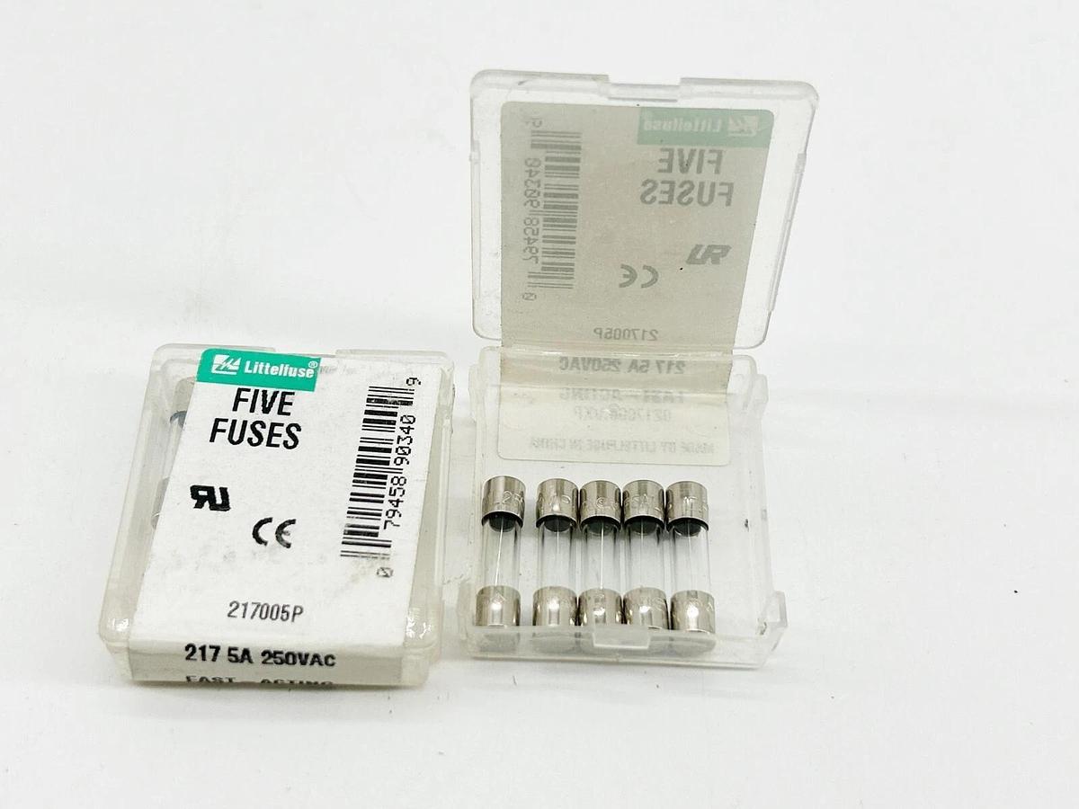 New Lot of 15 Littelfuse 217005P Fast Acting Glass Fuse 250V 5A