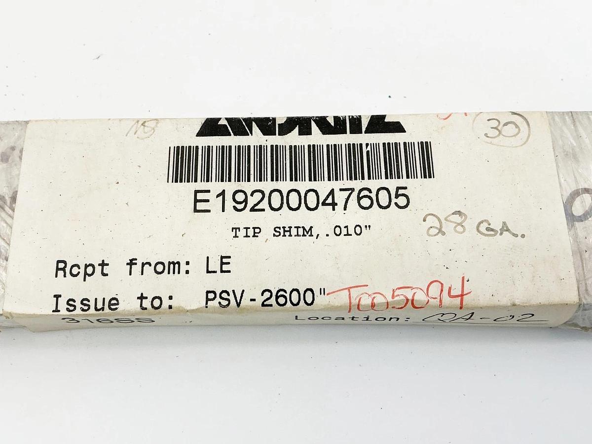 New Andritz E19200047605 Tip Shim Kit .010" 316SS