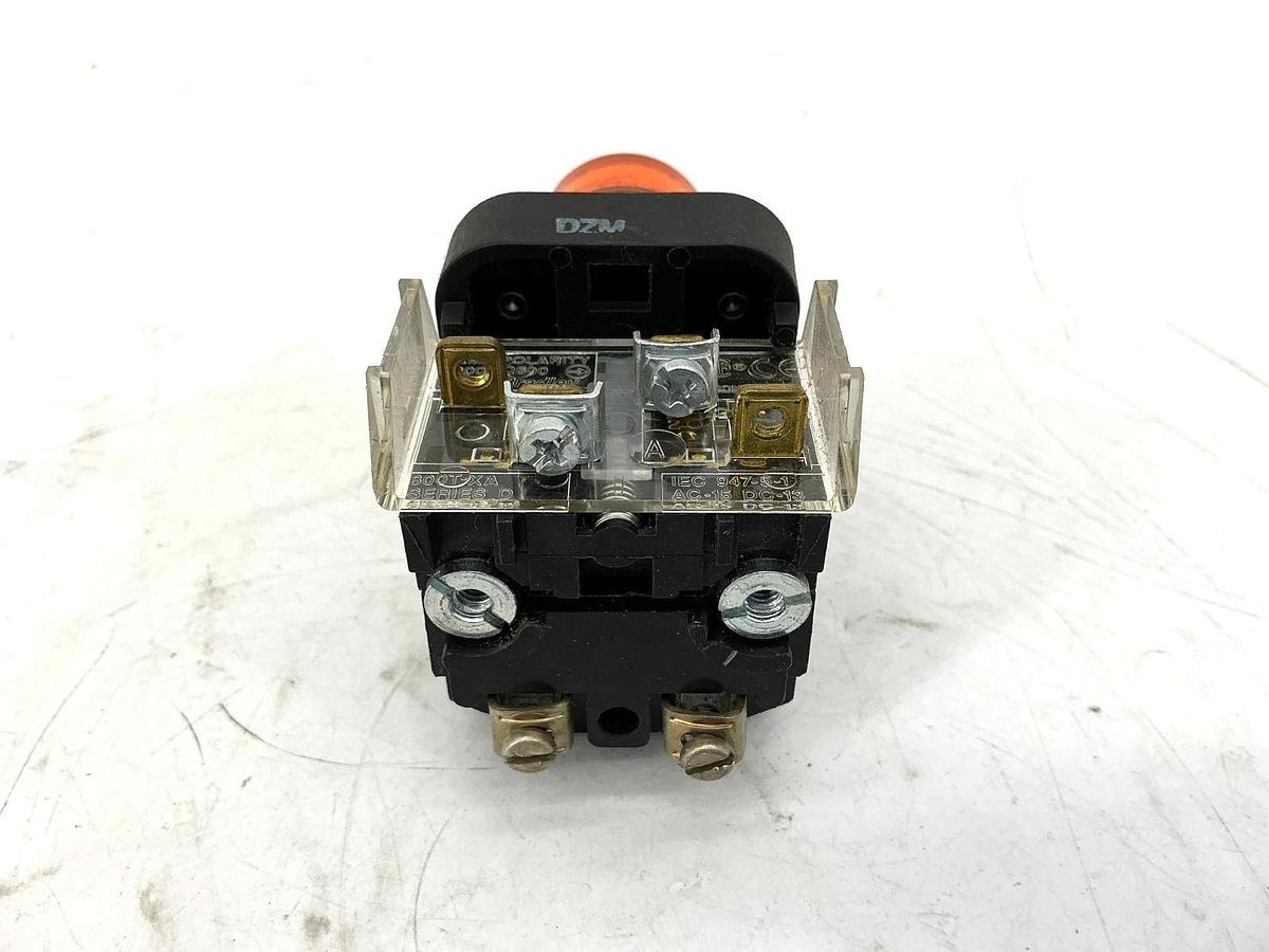 Used Allen Bradley 800T-QBH10A Ser T Illuminated Pushbutton Amber Lens 120VAC