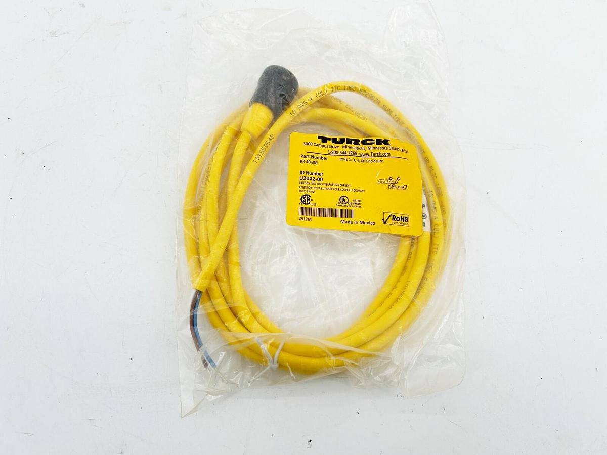 New Turck RK 40-3M Single Ended Cordset 4 Wire 3M PVC Jacket U2042-00