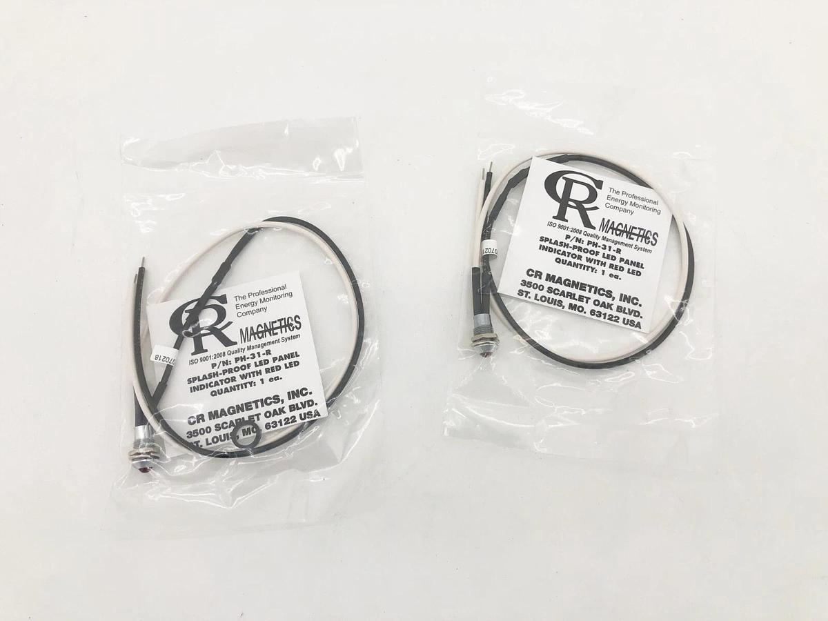Lot of 2 New CR Magnetics PH-31-R Splash-Proof LED Panel Indicators Red