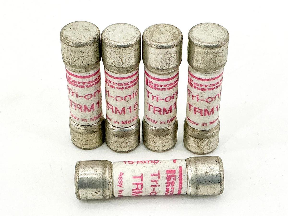 New Lot of 5 Ferraz Shawmut TRM15 Time Delay Fuse 15A 250V - No Box