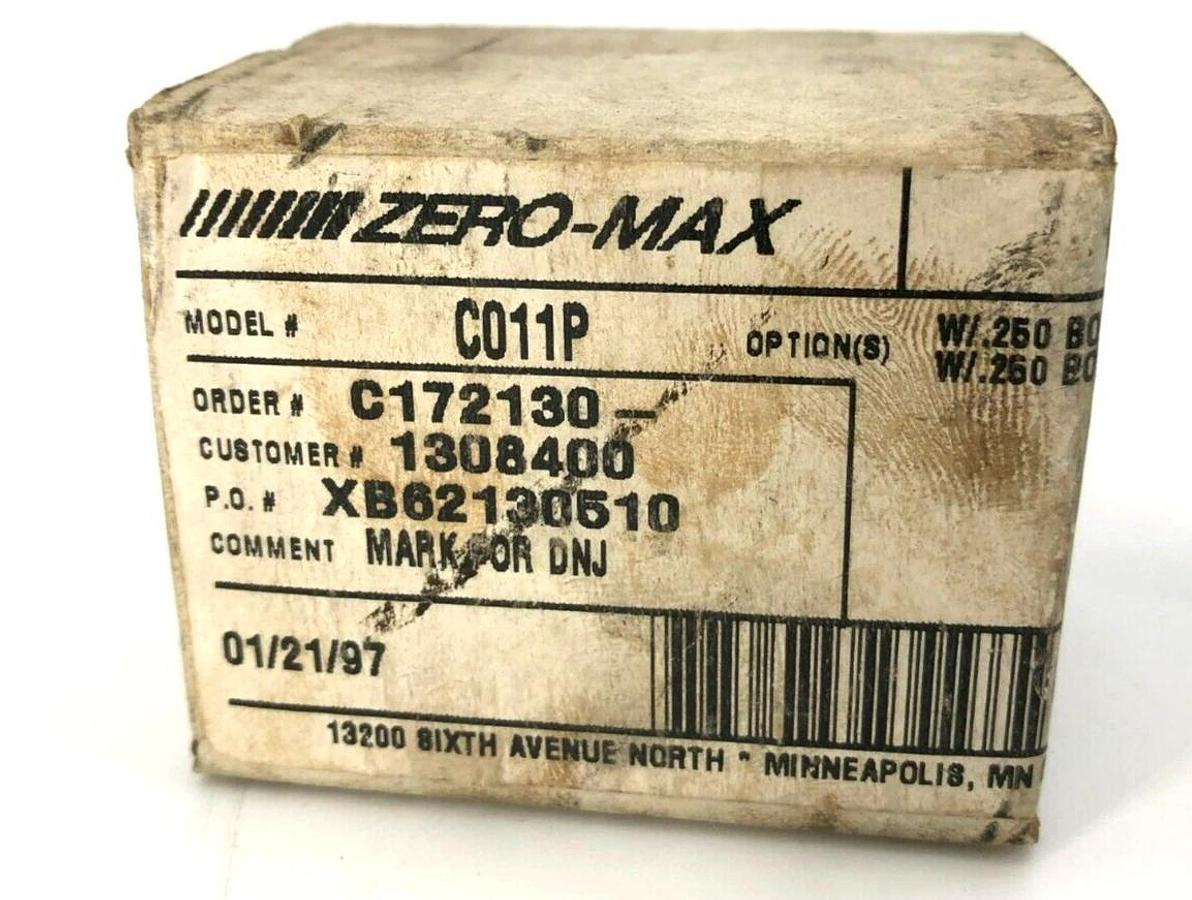 New Zero-Max C011P Control Flex Coupling .25" Bore Sizes 1/4"