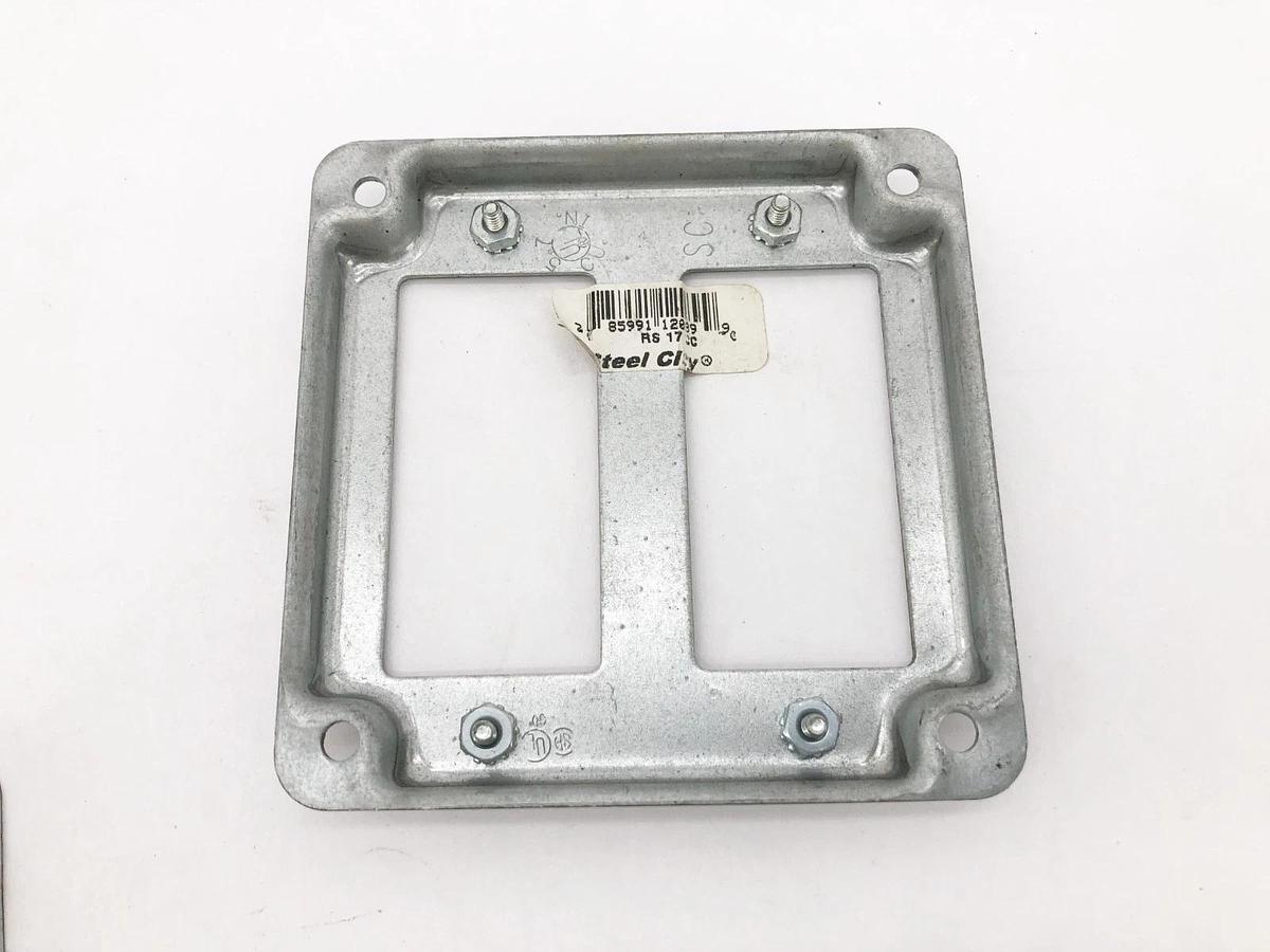 Lot of 4 New Steel City RS17CC Steel Outlet Box Covers 4" Sq. 2 GFCI - No Box