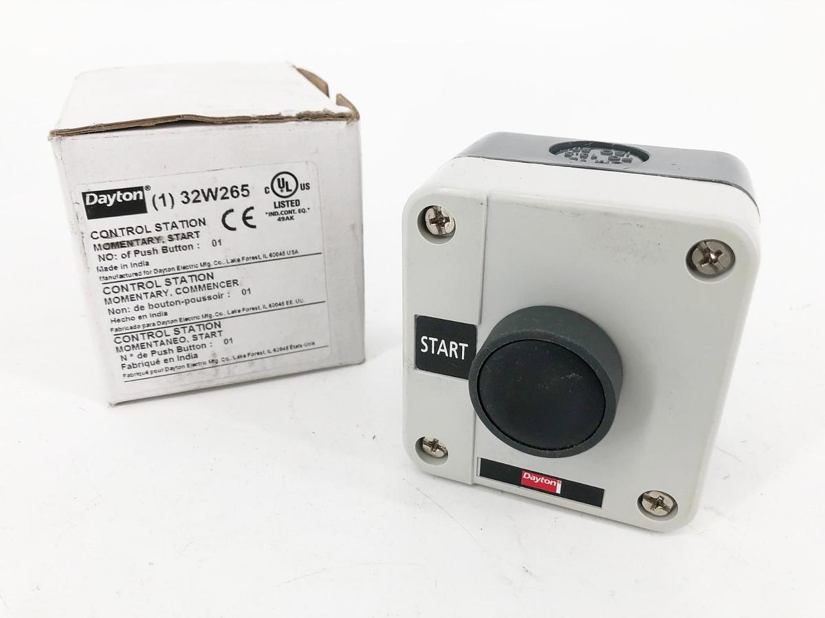 New Dayton 32W265 Pushbutton Control Station Momentary Start 1NO 22mm
