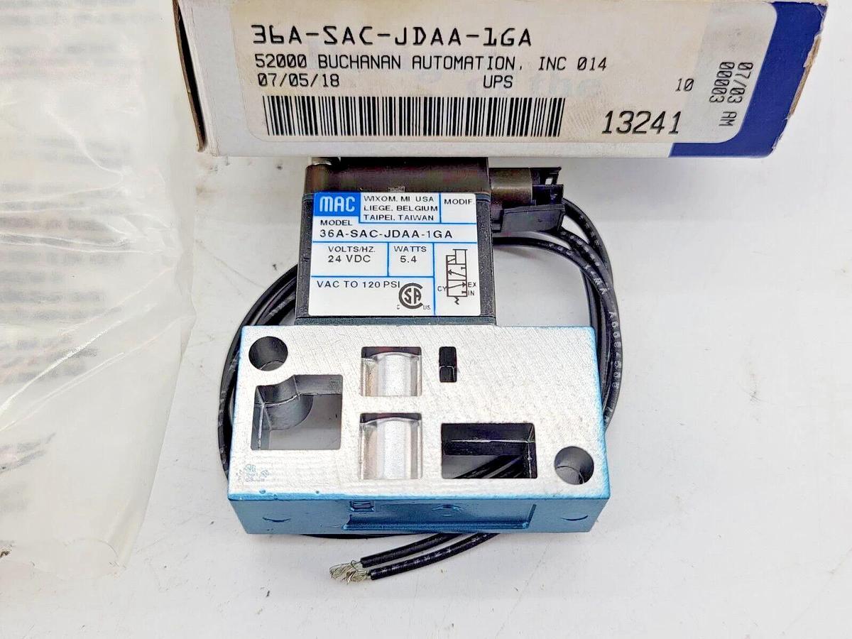 New Mac Valves 36A-SAC-JDAA-1GA Solenoid Valve 24VDC 5.4W Vac-120PSI