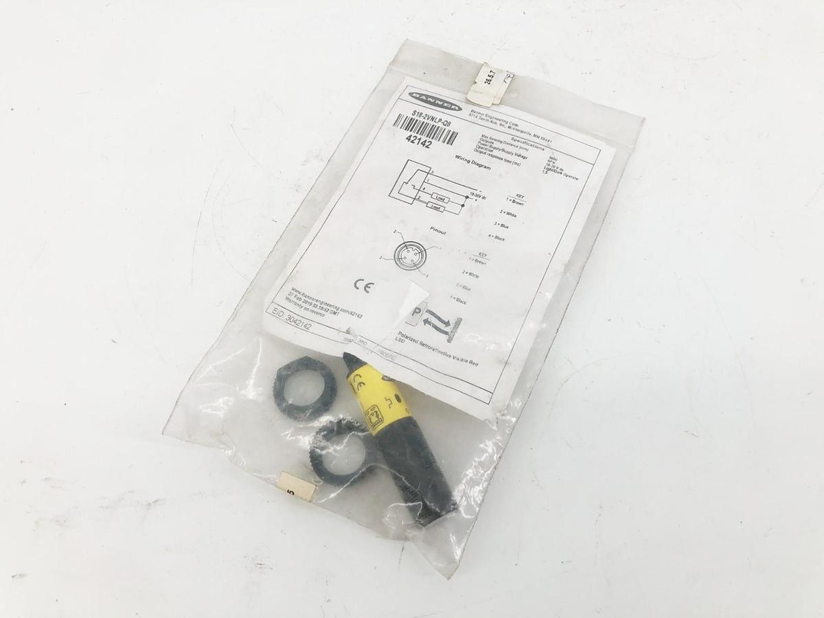 New Banner Engineering S18-2VNLP-Q8 Proximity Sensor 10-30VDC 6m Range