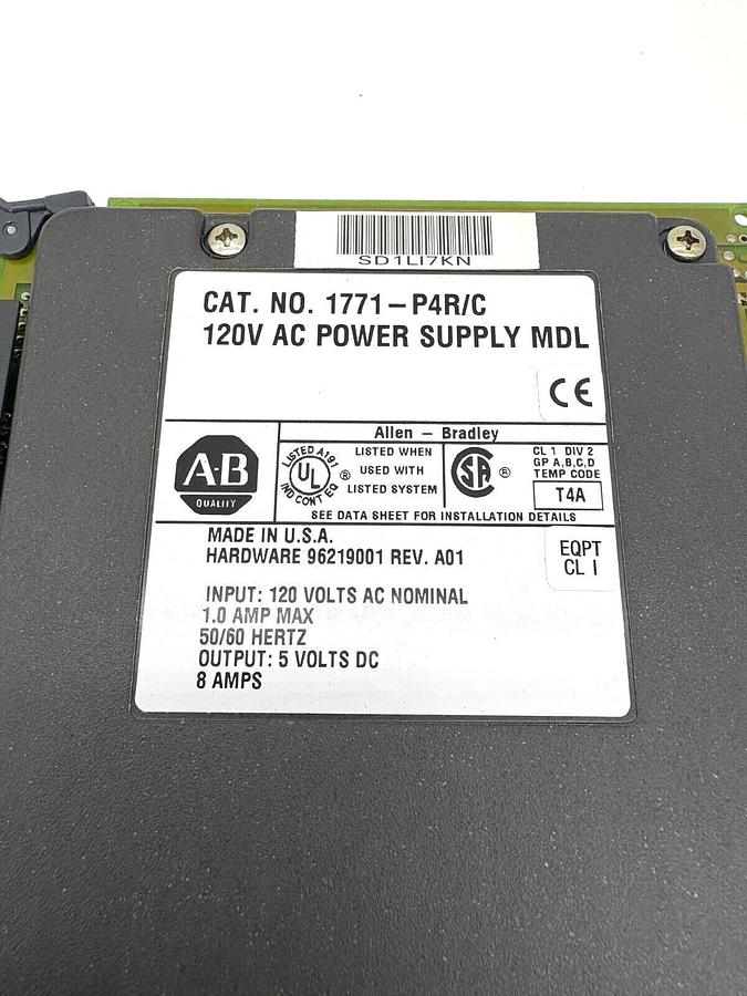 New Allen Bradley 1771-P4R Ser. C Power Supply Module 120VAC