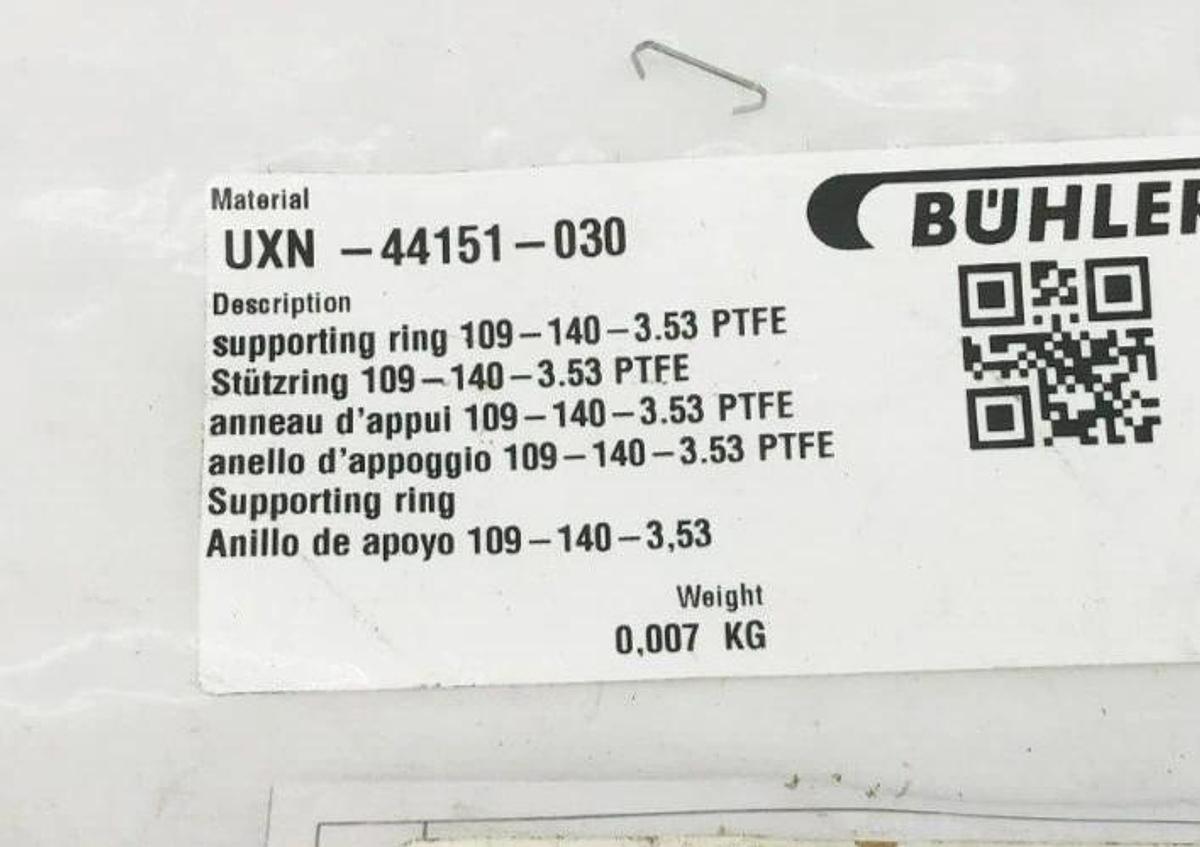 Lot of 6 New Buhler UXN-44151-030 Supporting Rings 109-3.53 PTFE