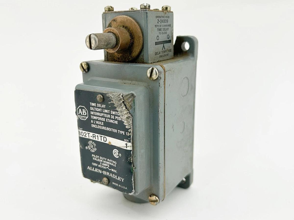 Used Allen Bradley 802T-R1TD Limit Switch 3A 120V W/Time Delay Spring Return