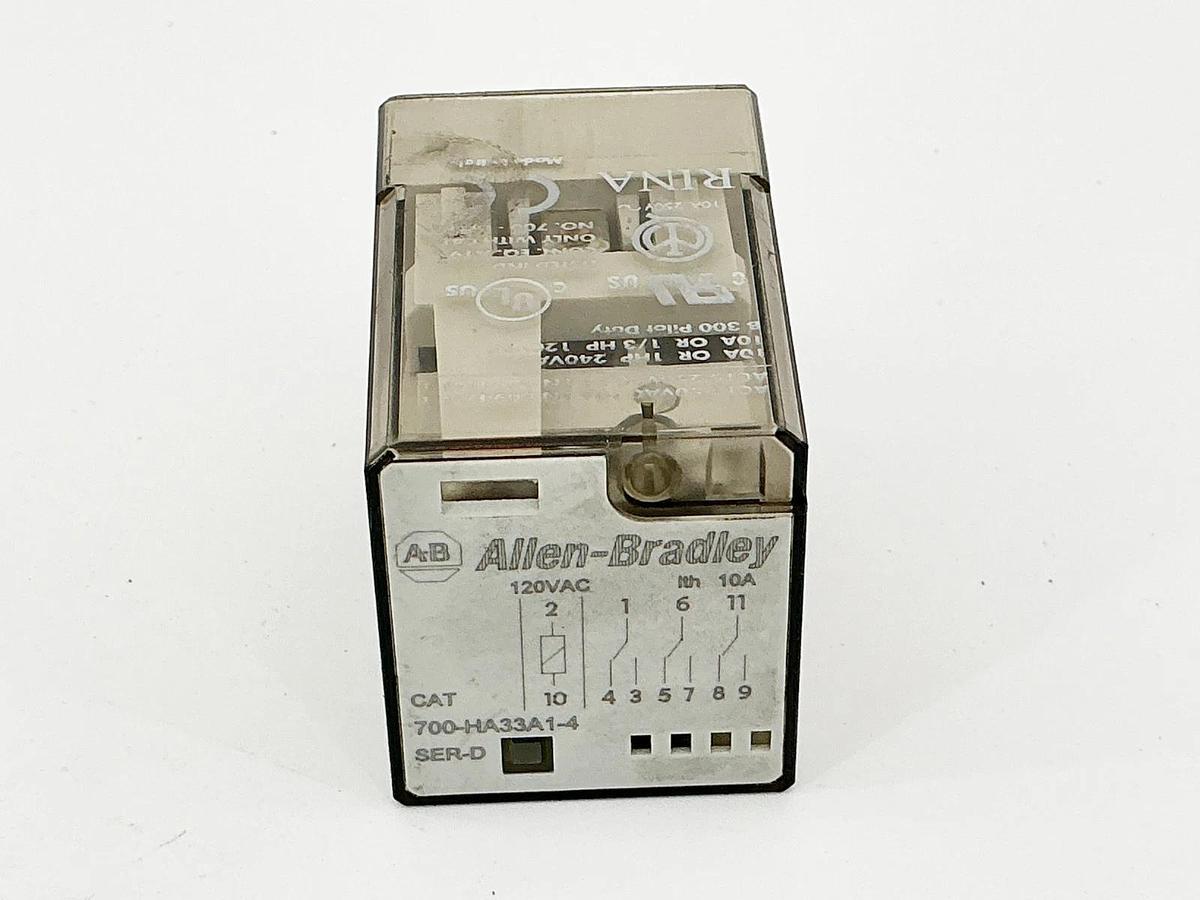 Used Lot of 3 Allen Bradley 700-HA33A1-4 General Purpose Relay 120V 10A Ser.D