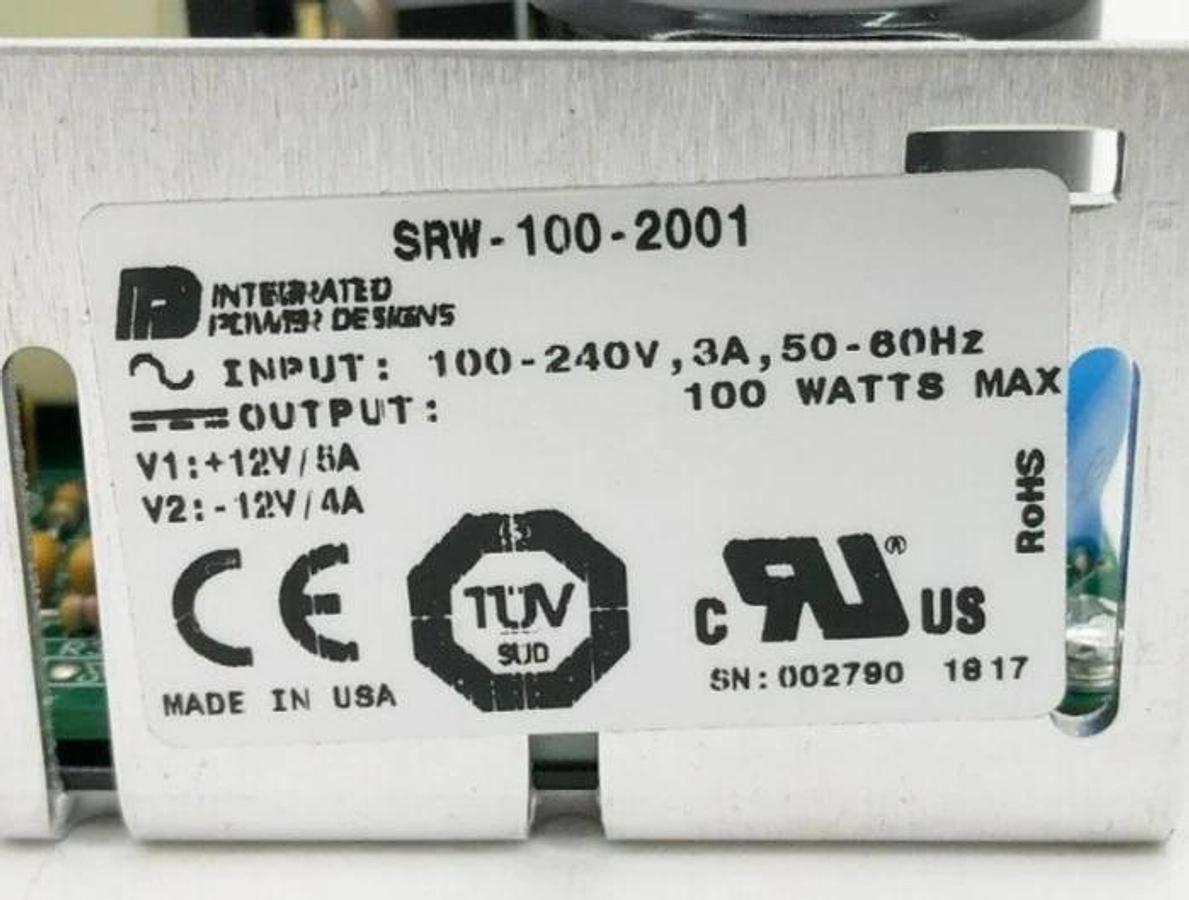 New Integrated Power Designs SRW-100-2001 Input: 100-240V 3A Output: 12V
