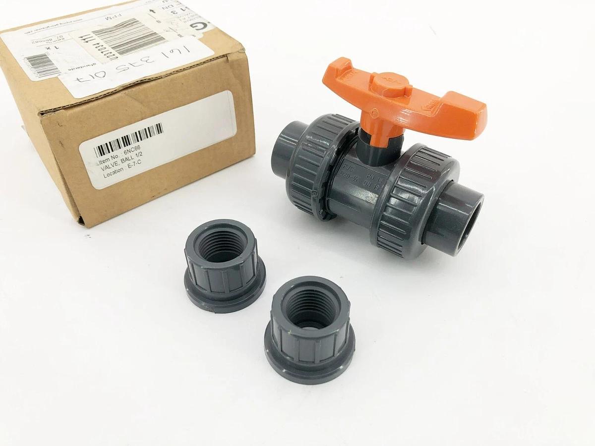New Georg Fischer 161.375.017 Ball Valve Union PVC 1/2" 6NC66