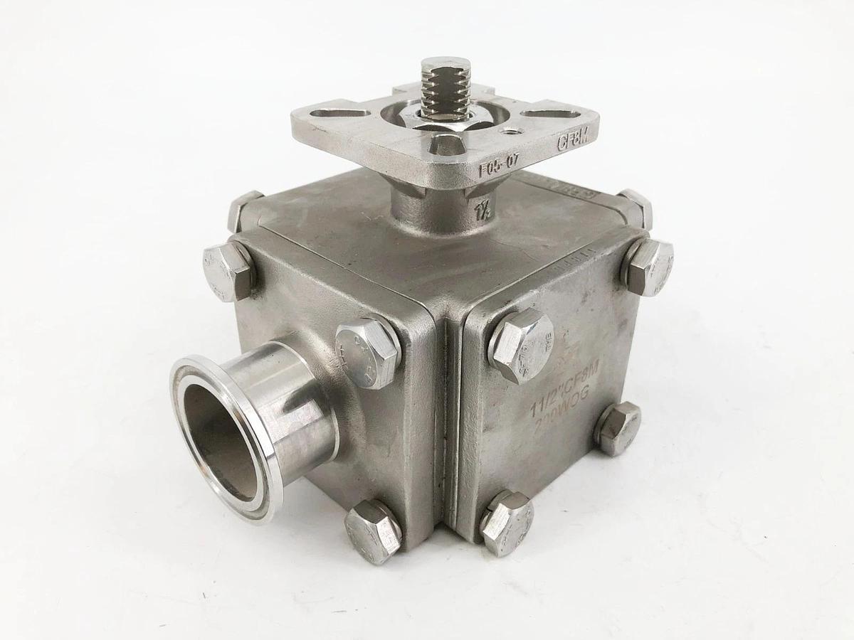 New Haitima 1-1/2" CF8M 200WOG Stainless Steel Sanitary Valve 3-Way - No Box