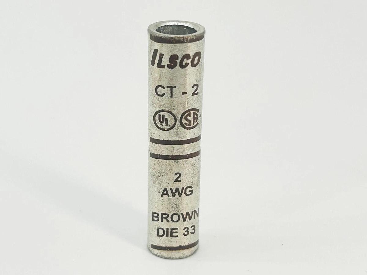 New Lot of 4 Ilsco CT-2 Copper Compression Lug 2AWG Die 33 Brown