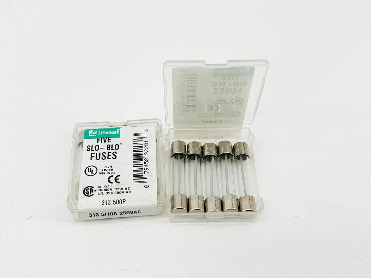 New Lot of 10 313.500P SLO-BLO Glass Fuse 5/10A 250V