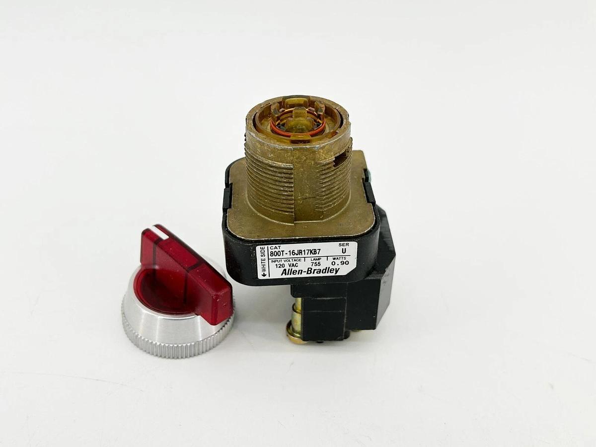 New Allen Bradley 800T-16JR17KB7 Selector Switch 30MM 3 POS Red Ser.U