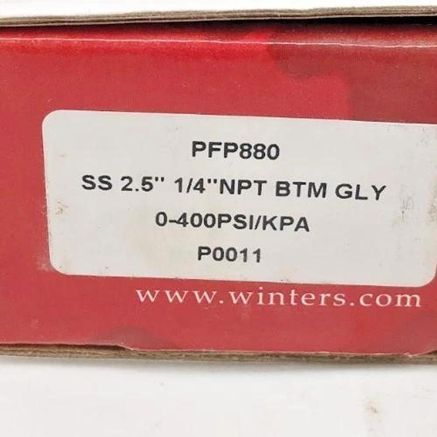 New Winters PFP880 Pressure Gauge SS 2.5" 0-400psi Lower Mount