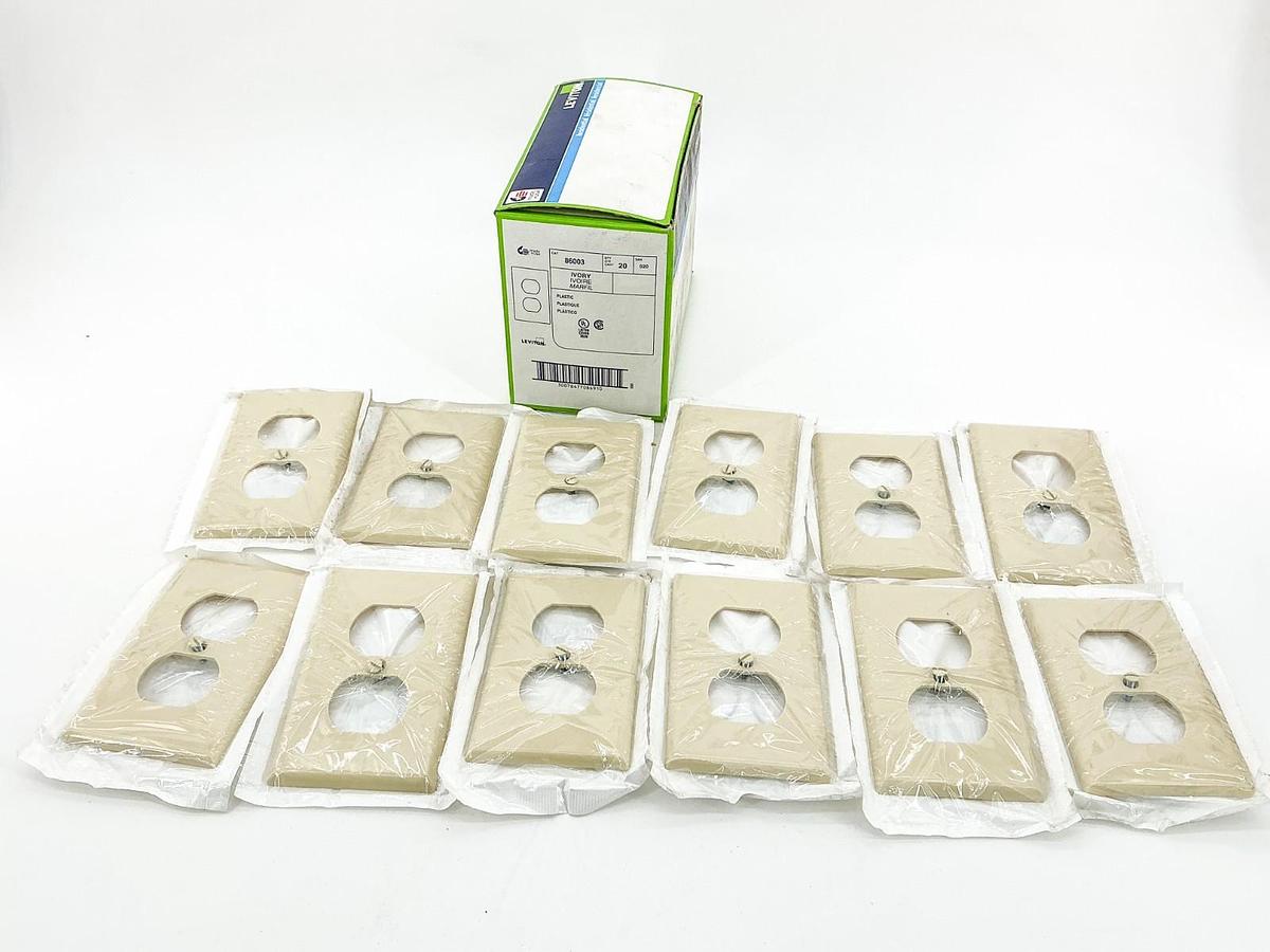 New Lot of 12 Leviton 86003 Duplex Wallplate Cover Ivory Plastic