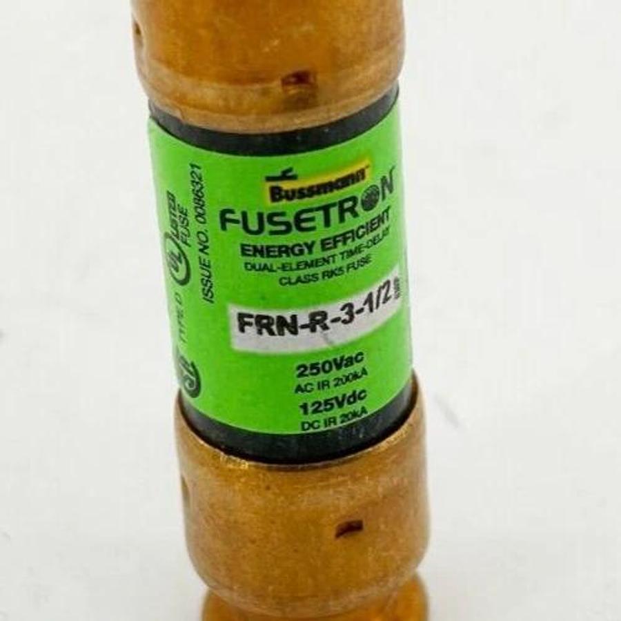 New Lot of 2 Bussmann FRN-R-3-1/2 Dual Element Fuse 250VAC 125VDC Copper