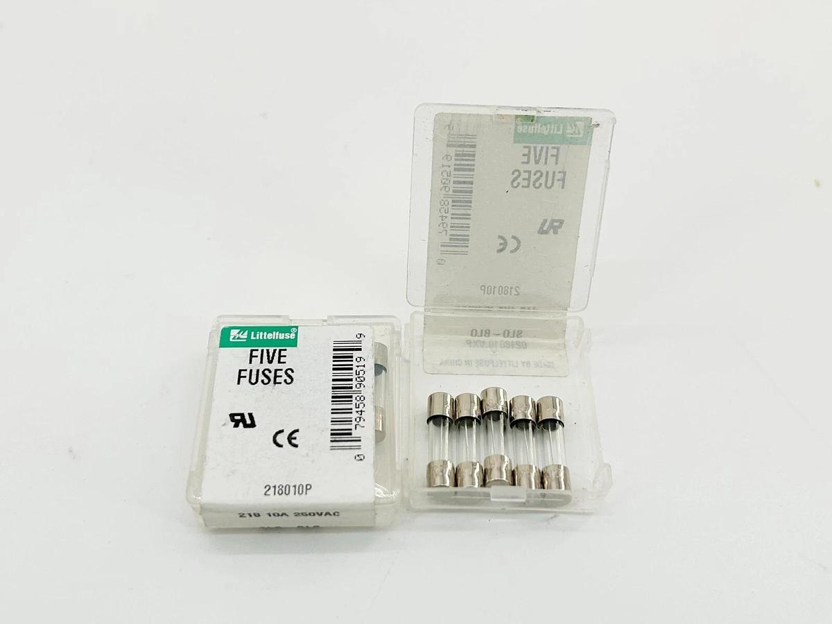 New Lot of 15 Littelfuse 218010P Glass Fuse 10A 250V 5X20MM