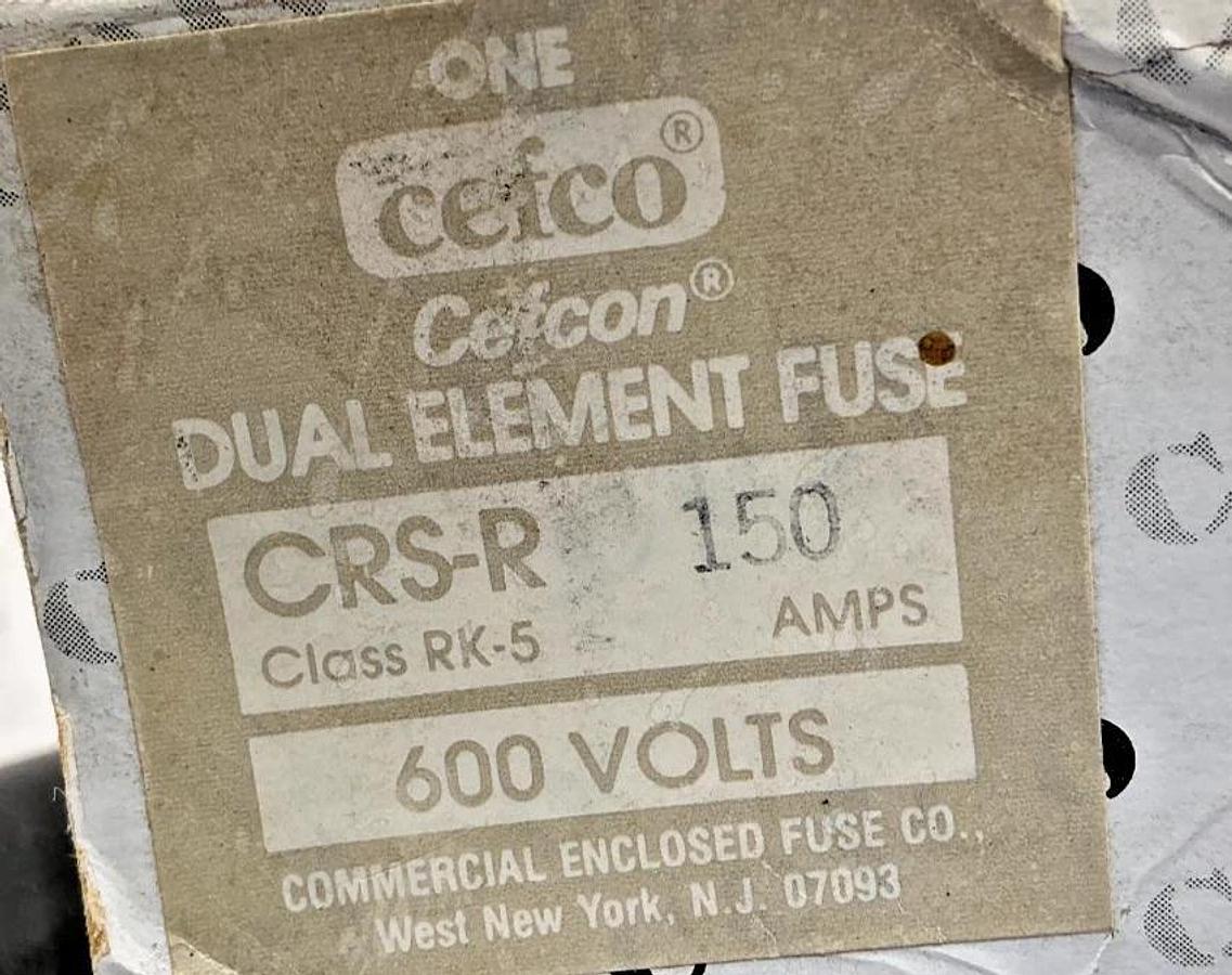 New Cefco CRS-R-150 Cefcon Time Delay Current Limiting Class RK-5 Fuse 150A 600V