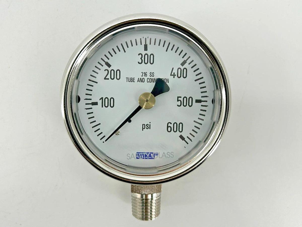 New Wika 9744975 Pressure Gauge 0-600PSI 232.54 2.5" Dial 1/4" Lower