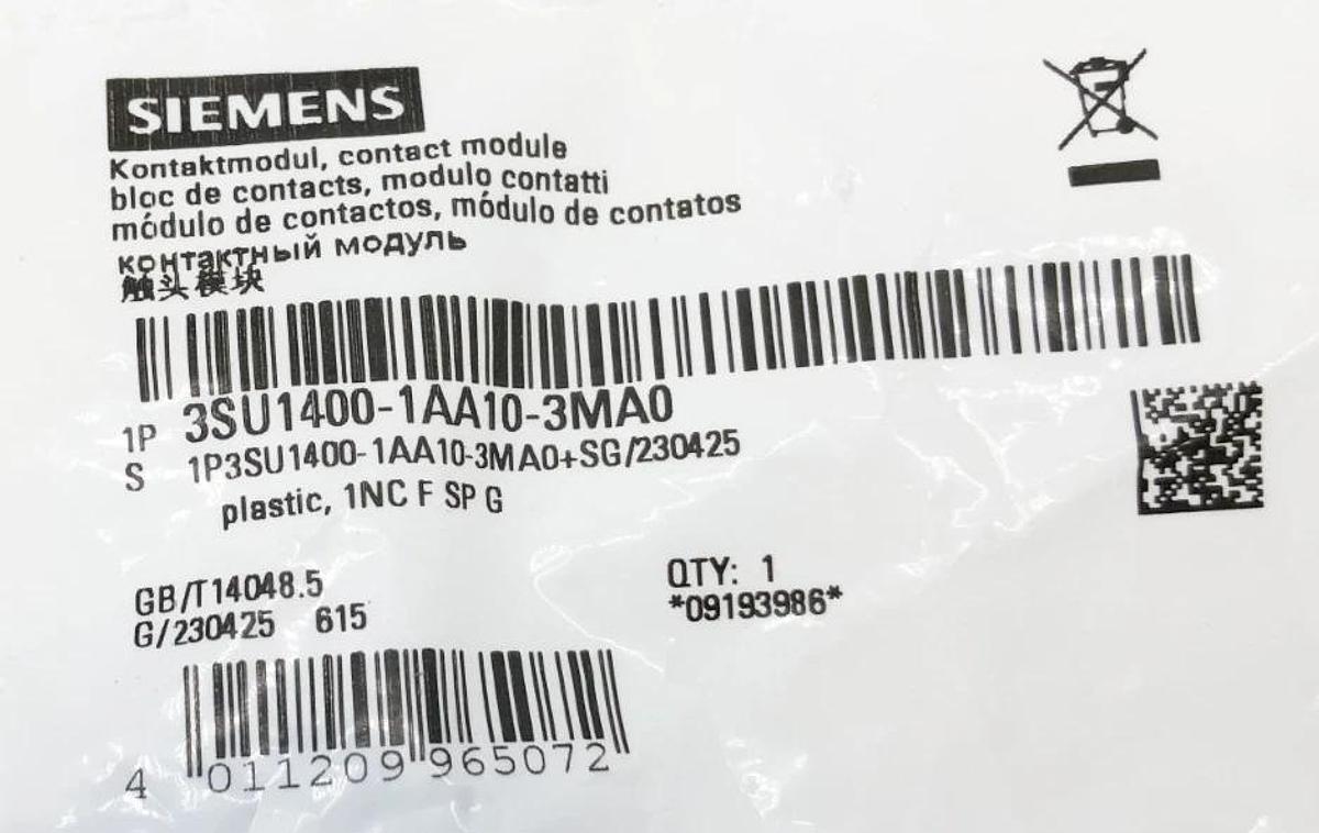 Lot of 2 New Siemens 3SU1400-1AA10-3MA0 Contact Module