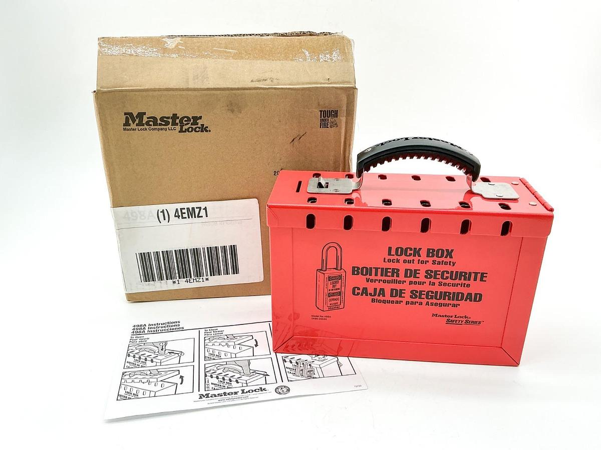 New Master Lock 4EMZ1 Group Lock Box Steel Red 6"X9.25" 12 Pad Locks 498AWWG