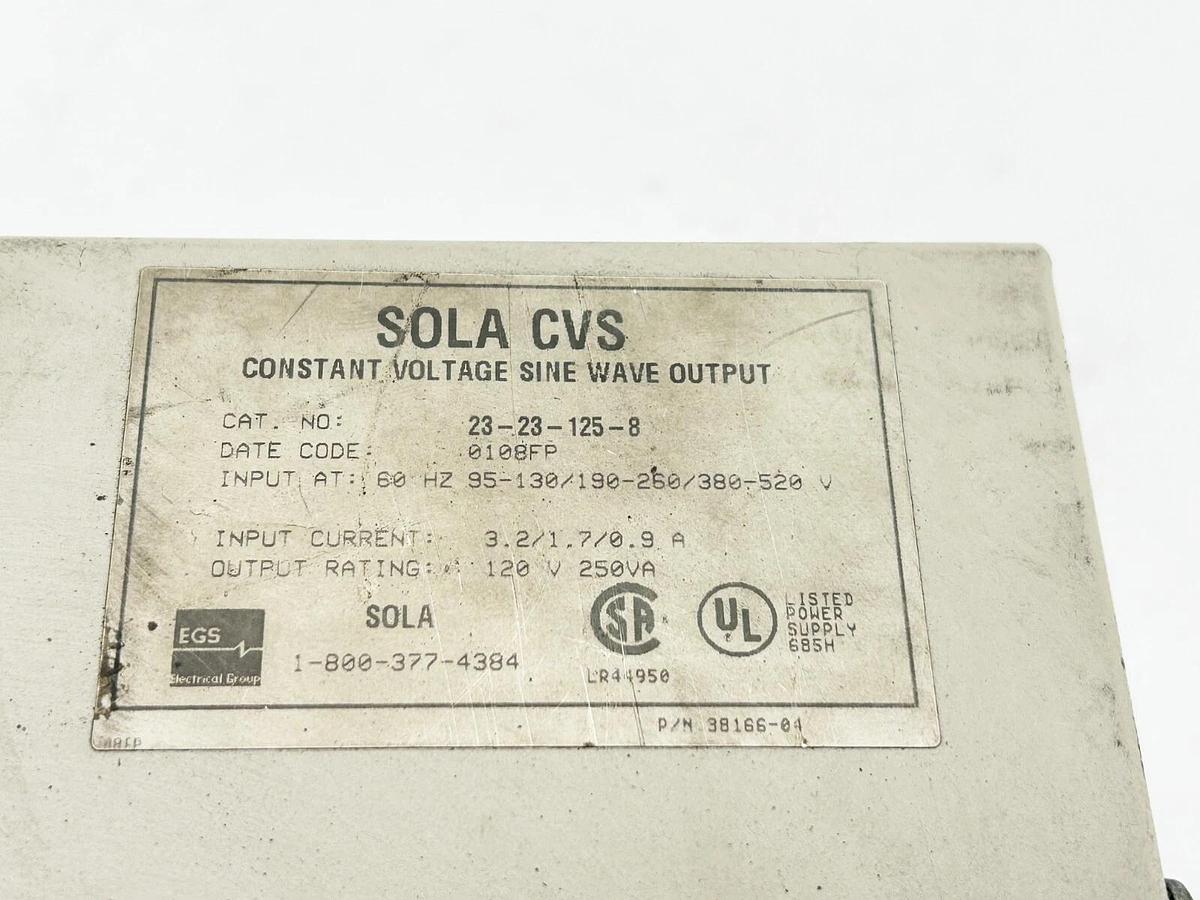 Used Sola 23-23-125-8 Constant Voltage Sine Wave Output 520V 60Hz 3.2A