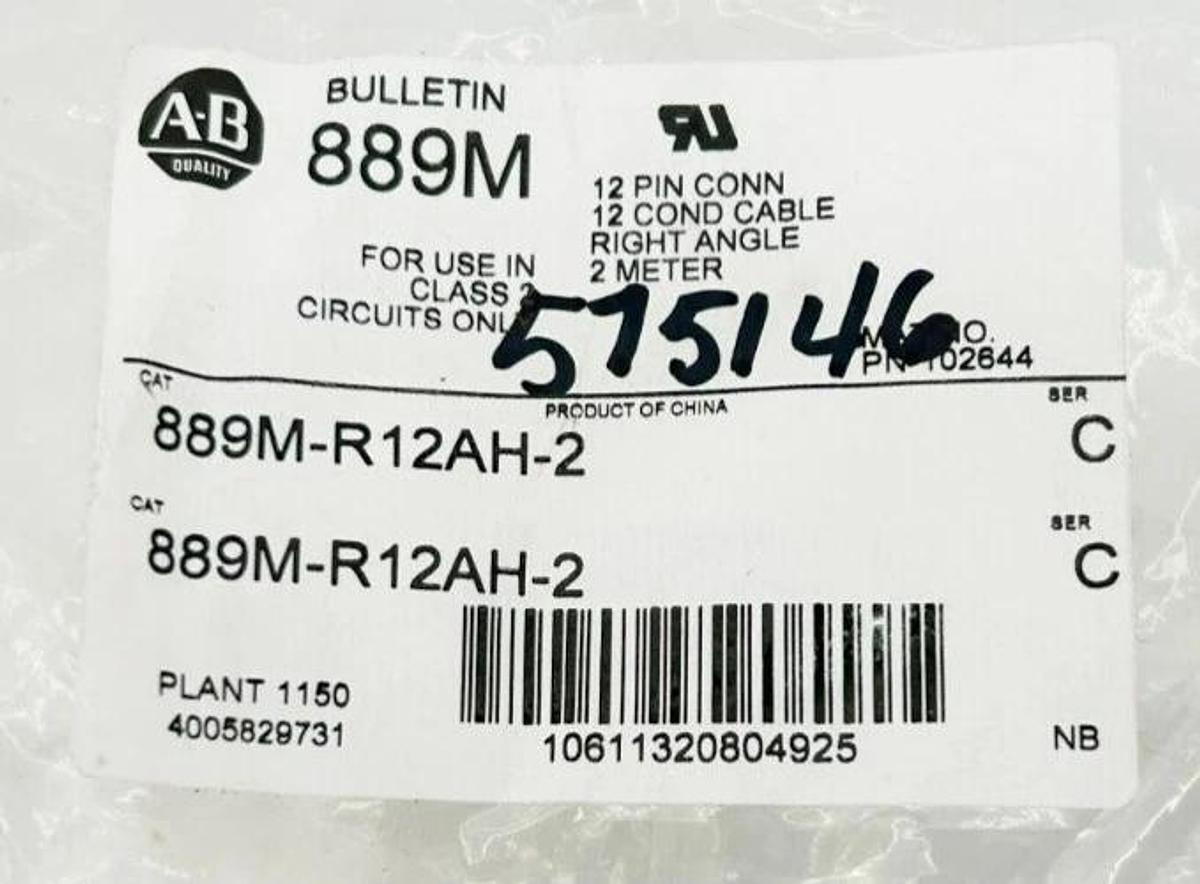 New AB Allen Bradley 889M-R12AH-2 Ser. C 12 Pin Right Angle 2m