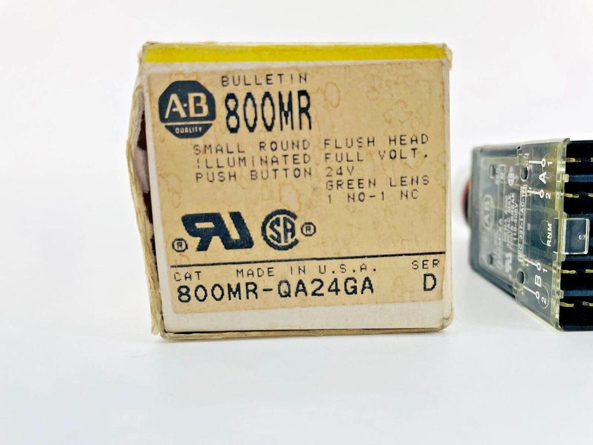 New Allen Bradley 800MR-QA24GA Illuminated Push Button Round 24V Green