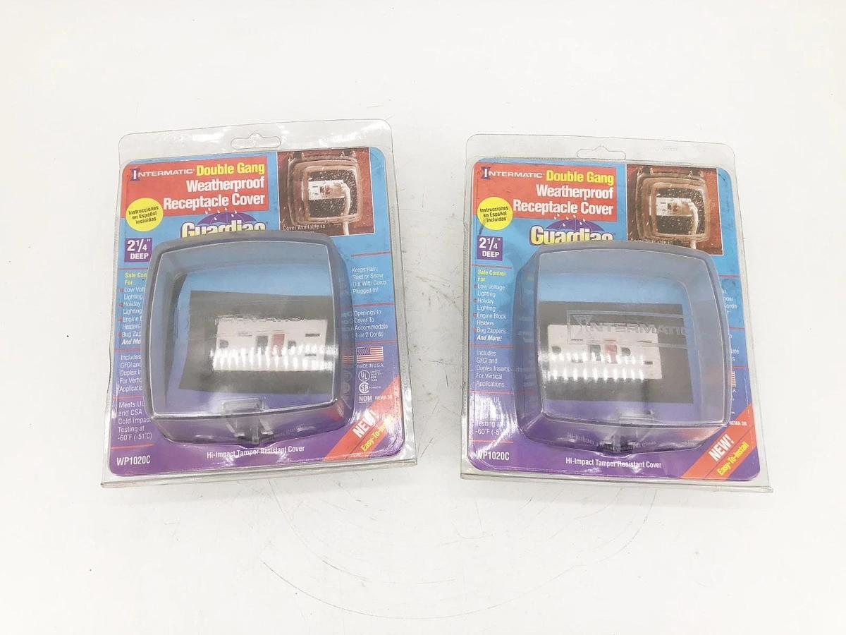 Lot of 2 New Intermatic WP1020C Double Gang Weather Proof Receptacle Covers