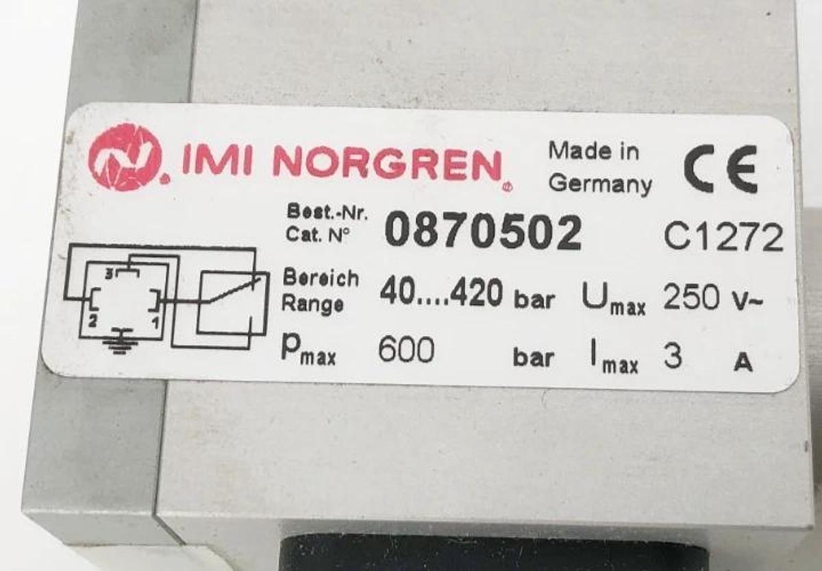 New IMI Norgren 0870502 Pressure Switch 4-420 Bar 250V 3A 600 Bar Max